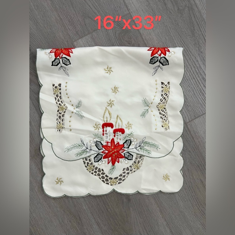 Festive Embroidered Table Runner